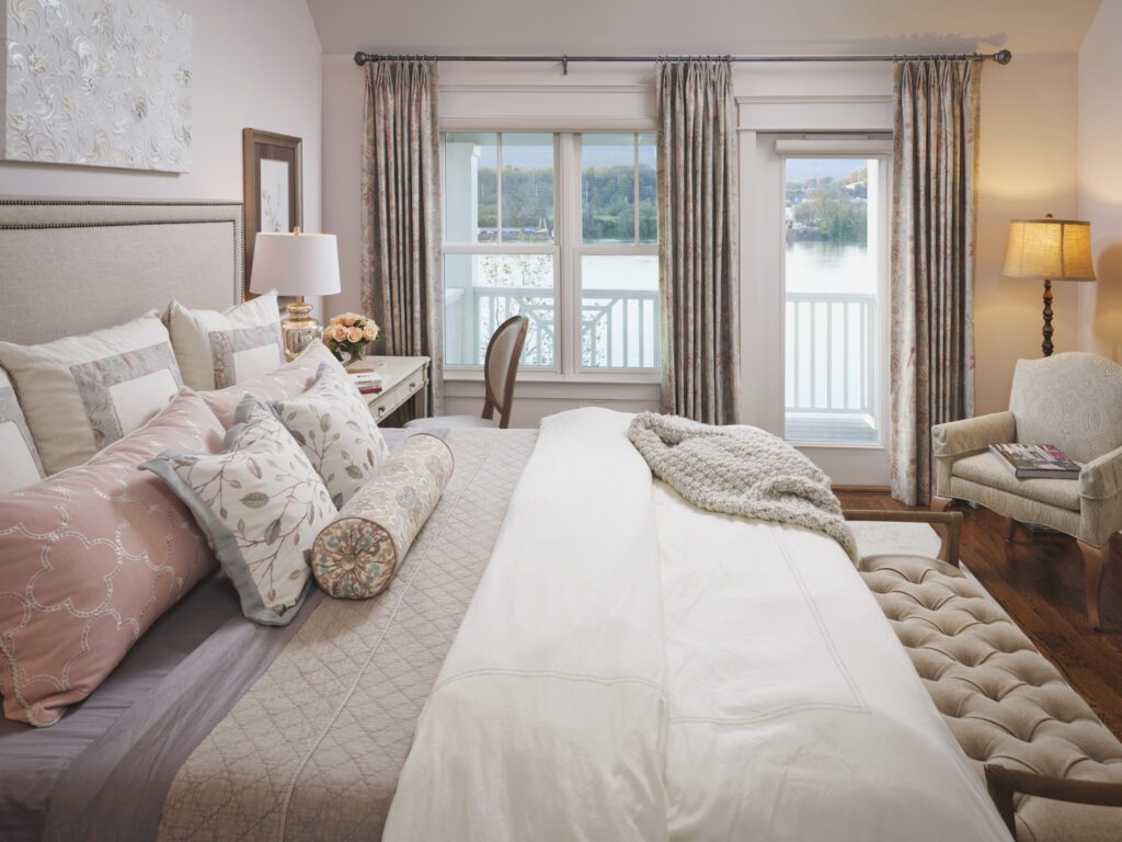Layered textiles and custom pillows for a cozy yet elegant aesthetic, Luxury bedroom with bespoke bedding